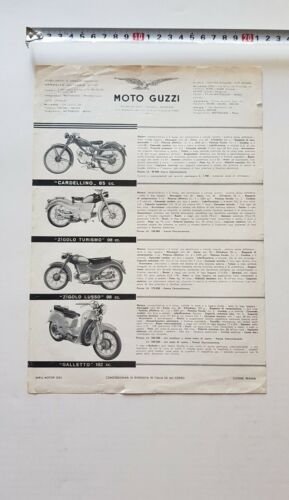 Moto Guzzi produzione modelli 1954 depliant originale brochure