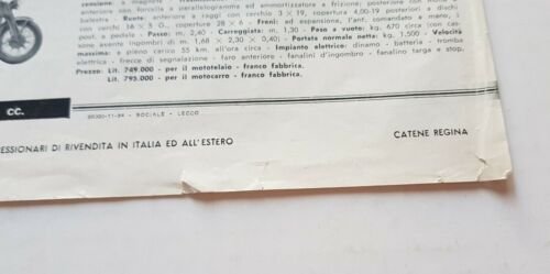 Moto Guzzi produzione modelli 1954 depliant originale brochure