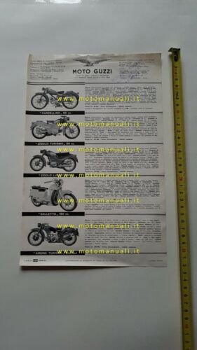 Moto Guzzi Produzione Modelli 1956 depliant brochure originale