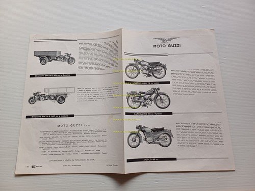 Moto Guzzi Produzione Modelli 1957 depliant catalogo italiano originale