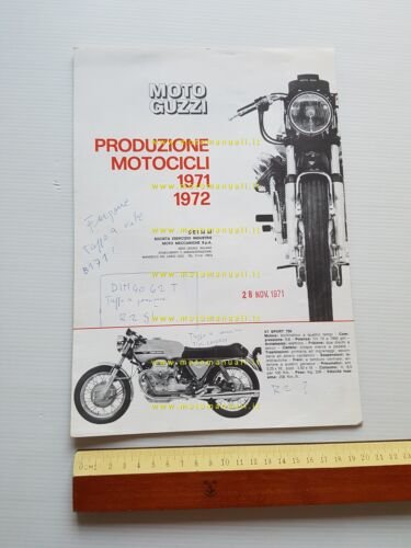 Moto Guzzi produzione modelli 1971-72 depliant italiano originale