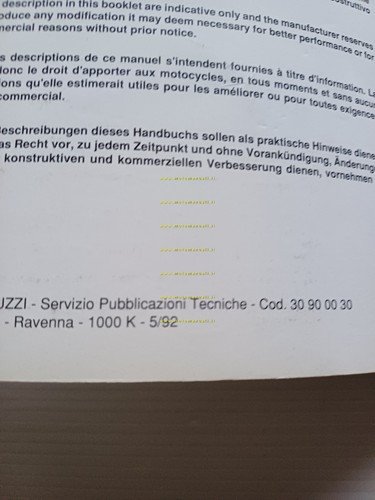 Moto Guzzi Quota 1000 1992 manuale uso manutenzione libretto originale