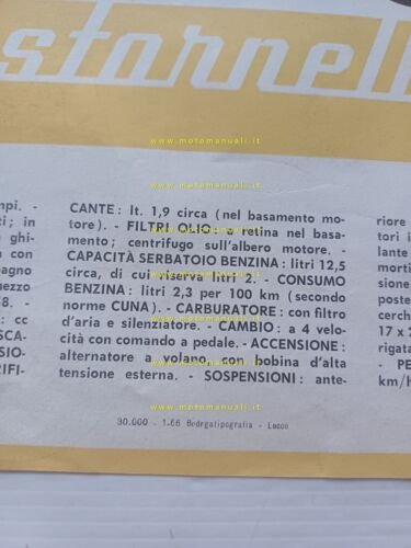 Moto Guzzi Stornello 125 1966 depliant italiano originale