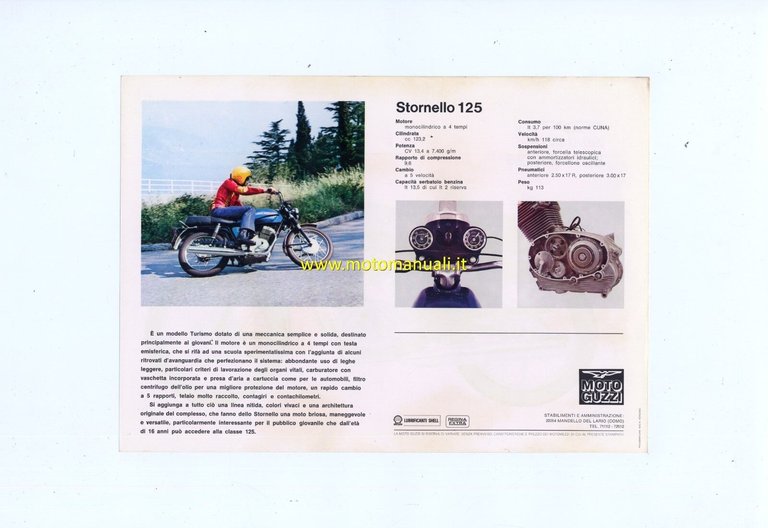 MOTO GUZZI Stornello 125 1970 depliant originale genuine motorcycle brochure