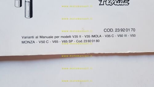 Moto Guzzi V 35 - V 65 1986 Varianti Manuale …