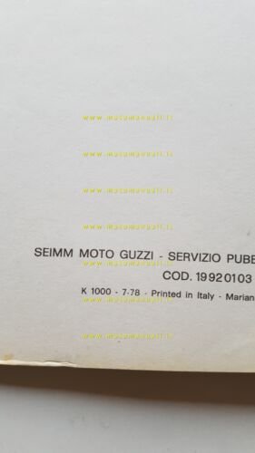Moto Guzzi V 35 -V 50 1978 manuale officina originale …