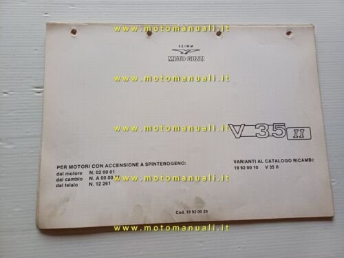 Moto Guzzi V 35 II VARIANTI catalogo ricambi originale