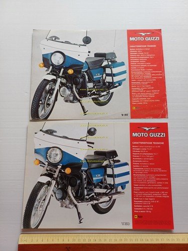 MOTO GUZZI V 50 Polizia lotto 2 depliant originali diversi