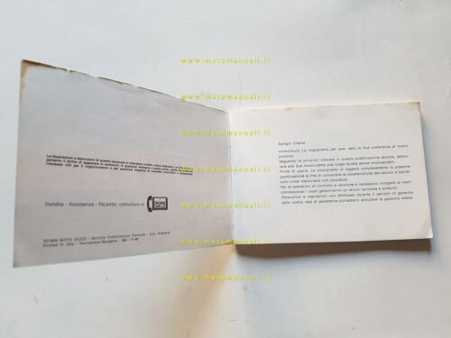 Moto Guzzi V1000 G5 1980 manuale uso manutenzione libretto italiano …