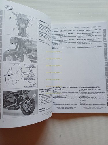 Moto Guzzi V11 Sport Le Mans-Ballabio-Rosso 2003 AGGIORNAMENTO manuale officina