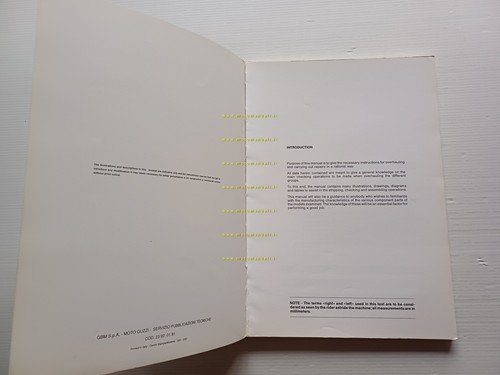 Moto Guzzi V35-50-65 1993 manuale officina TESTO INGLESE ENGLISH