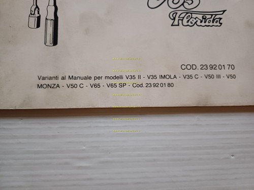 Moto Guzzi V35-V65 Florida 1985 Varianti Manuale Officina V35-50-65 originale