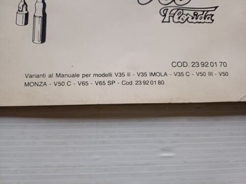 Moto Guzzi V35-V65 Florida 1985 Varianti Manuale Officina V35-50-65 originale