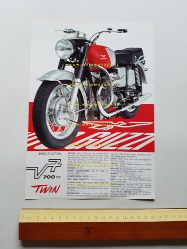 Moto Guzzi V7 700 1967 depliant USA originale testo inglese