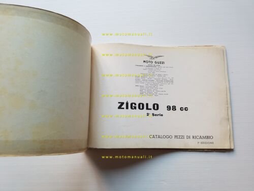 Moto Guzzi Zigolo 98 2a Serie 1958 catalogo ricambi originale