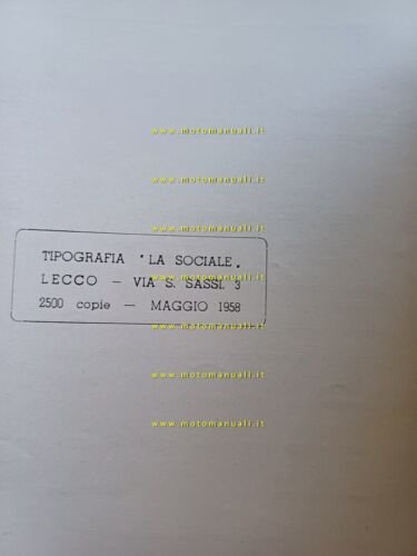 Moto Guzzi ZIGOLO 98 IIa Serie 1958 manuale officina originale …