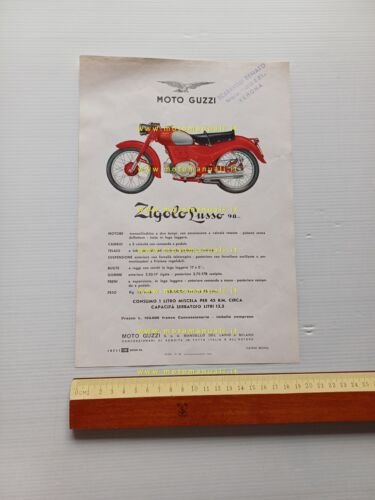 MOTO GUZZI Zigolo 98 Lusso 1956 depliant originale italiano