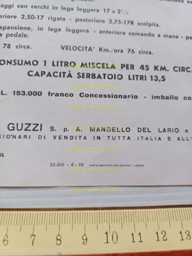 MOTO GUZZI Zigolo 98 Lusso 1956 depliant originale italiano