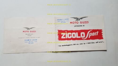 MOTO GUZZI Zigolo 98 Sport 1954 PROTOTIPO depliant originale ITALIANO