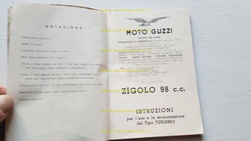 Moto Guzzi Zigolo 98 Turismo - Lusso 1954 manuale uso …