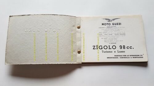 Moto Guzzi ZIGOLO 98 Turismo - Lusso 1956 manuale officina …