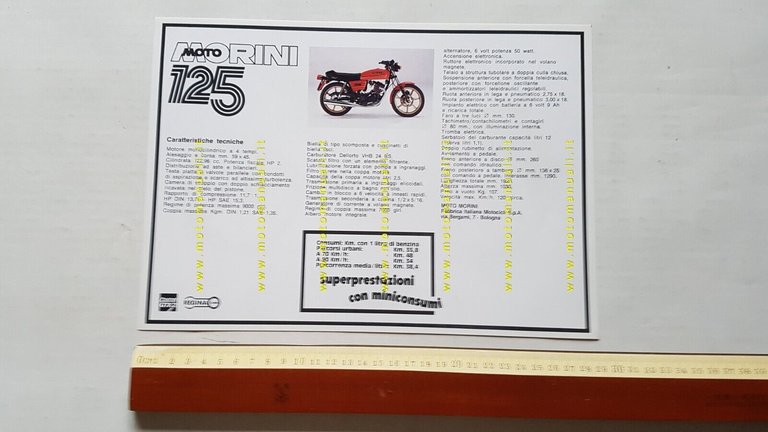 MOTO MORINI 125 H 1980 depliant originale brochure italiano