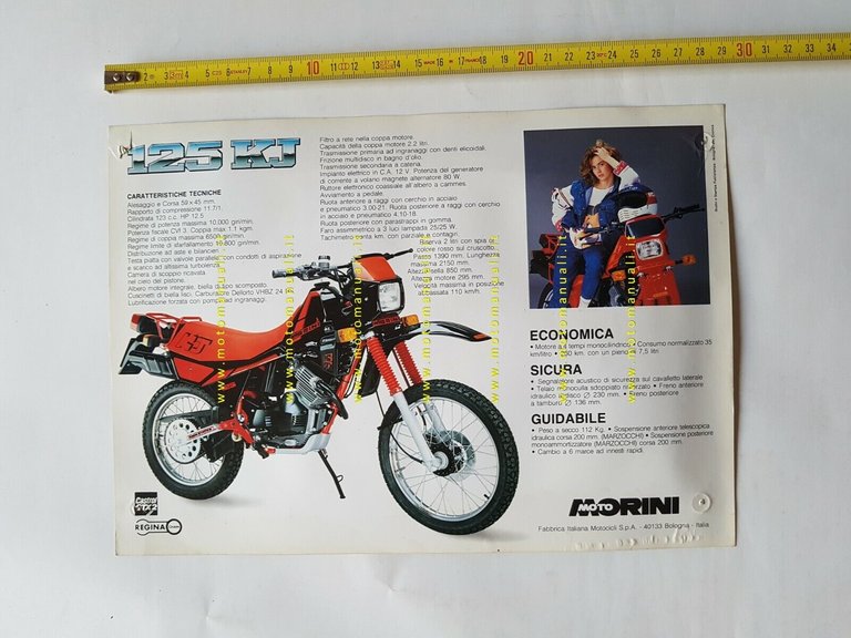 Moto Morini 125 KJ Enduro depliant anni 80 ITALIANO originale