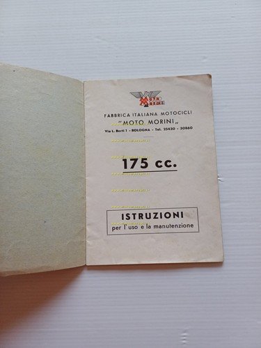 Moto Morini 175 1a Serie anni 50 manuale uso manutenzione …