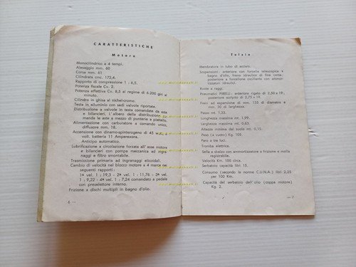 Moto Morini 175 1a Serie anni 50 manuale uso manutenzione …