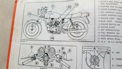 Moto Morini 500 1a serie 1978 manuale uso originale ENGLISH …