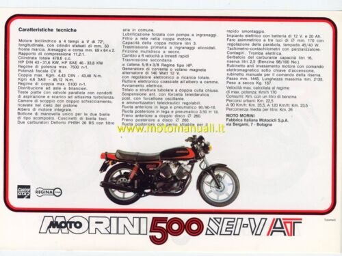 MOTO MORINI 500 6v AT 1981 depliant originale genuine motorcycle …
