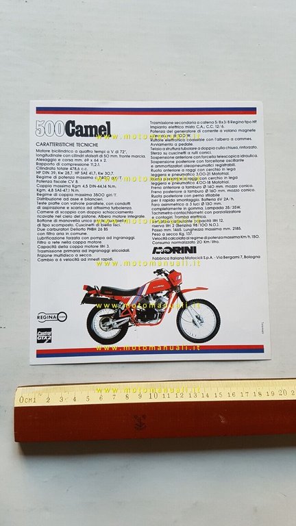 MOTO MORINI Camel 500 1983 enduro depliant originale genuine motorcycle …