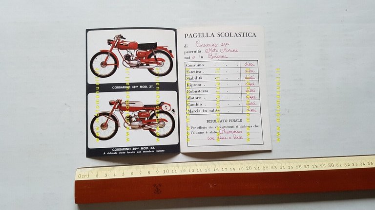MOTO MORINI Corsarino 50 ZZ 1965 depliant originale genuine motorcycle …