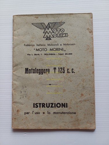 Moto Morini Turismo 125 2T 1947-48 manuale uso manutenzione libretto …