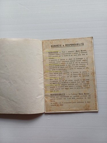 Moto Morini Turismo 125 2T 1947-48 manuale uso manutenzione libretto …