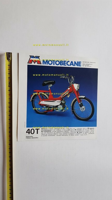 Motobecane 40 VL - 40 T depliant originale ITALIANO ciclomotori …