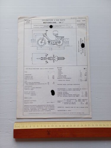 Motobecane 50 M7 1978 scheda omologazione DGM Facsimile originale