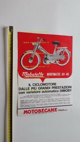 Motobecane Mobylette Mobymatic GT AV-59 AV-49 depliant originale ITALIANO moto