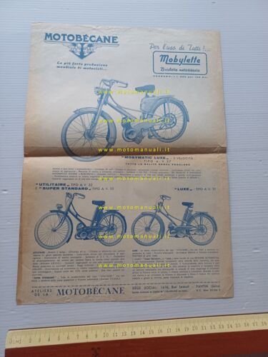 Motobecane produzione 350-175-125 - Mobylette 1954 depliant italiano originale