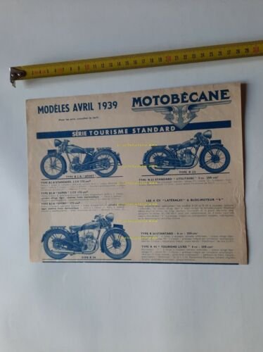 Motobecane produzione modelli 1939 depliant FRANCESE originale brochure
