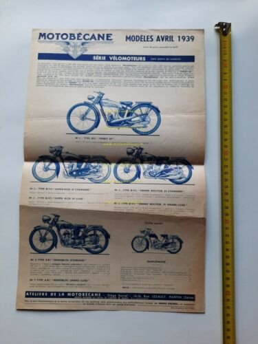 Motobecane produzione modelli 1939 depliant FRANCESE originale brochure