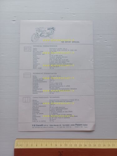 Motobi 125 Sport Special 1971 depliant italiano originale