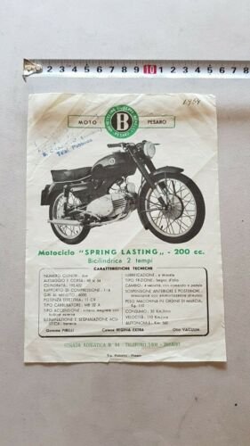 Motobi 200 Spring Lasting 1954 depliant moto ORIGINALE motorcycle brochure