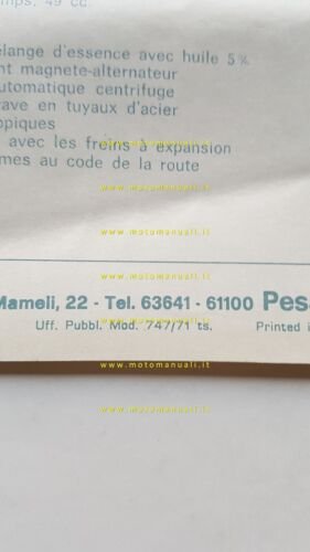 Motobi 49 Bobo 1971 depliant originale