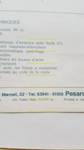 Motobi 49 Motorella 1971 depliant originale