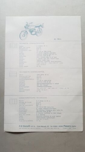 Motobi 90 Trial 1971 depliant moto ORIGINALE motorcycle brochure