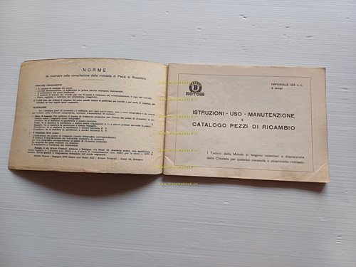 Motobi Imperiale 125 manuale uso manutenzione con catalogo ricambi originale