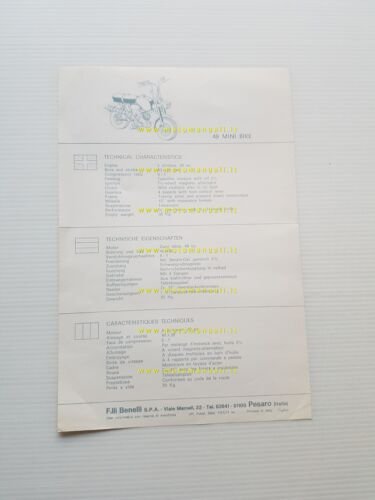Motobi Mini Bike 49 1971 depliant italiano originale