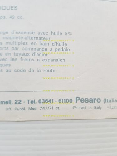 Motobi Mini Bike 49 1971 depliant italiano originale
