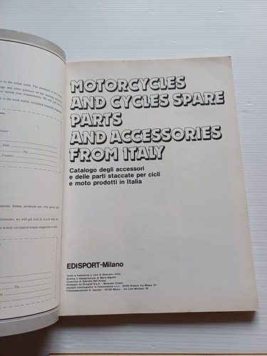 Motociclismo elenco aziende italiane motociclistiche e accessori 1980 originale